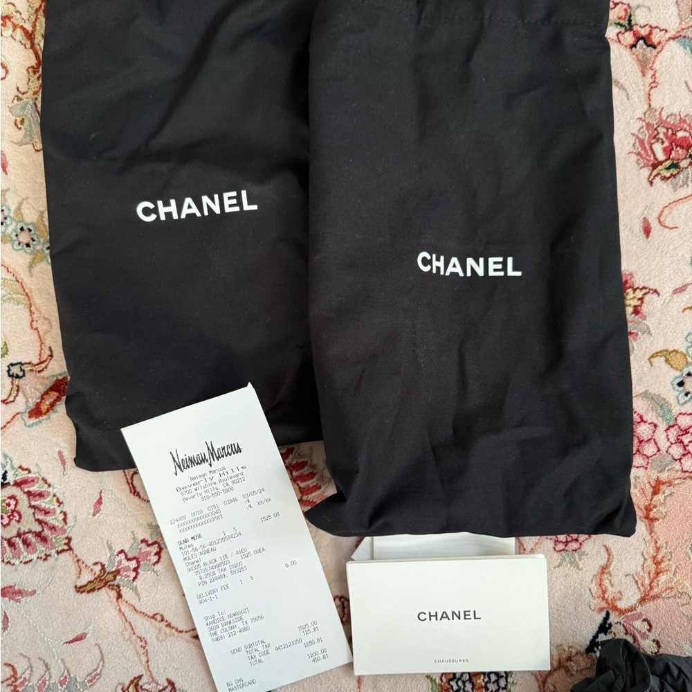 CHANEL Black Sandals with Silver Logo - Picture 11 of 14